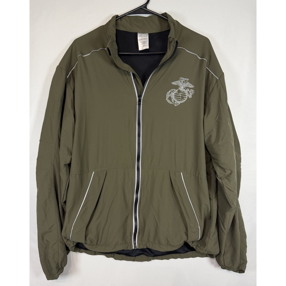 USMC Men's Marines Running Jacket Full Zip Reflective Coat Size Small Regular